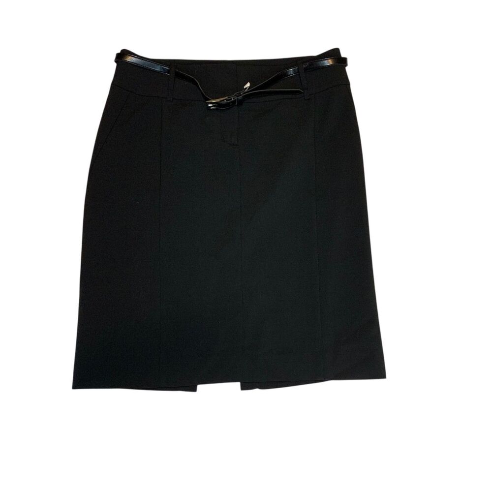Express Design Studio Womens Black Leoprd Lined Pencil Skirt 4 Preppy Office